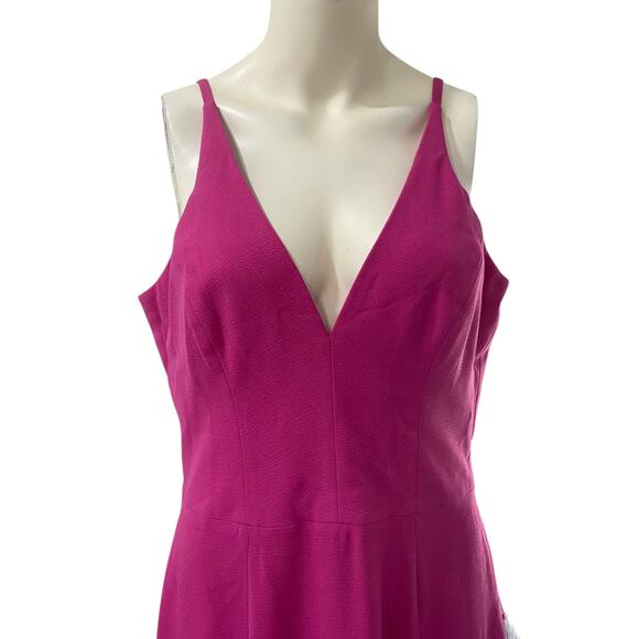 Dress the Population Iris Slit Crepe Long Gown Dress Bright Fuschia Large - Picture 8 of 8